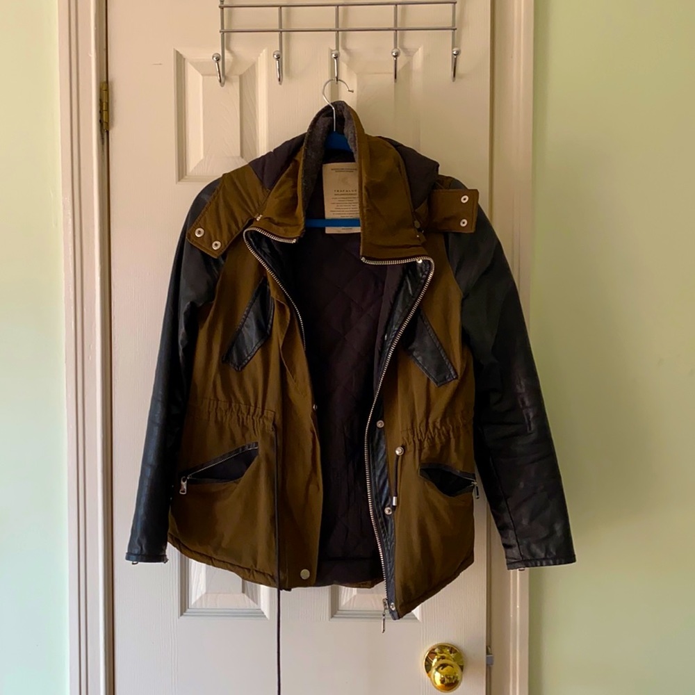 Olive green and black fall jacket